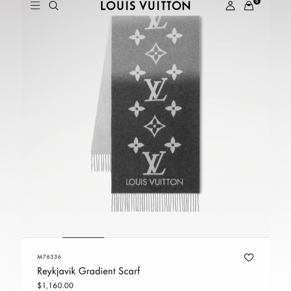 Louis Vuitton Black and Gray Cashmere Scarf - Picture 7 of 10